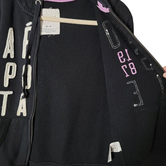 Aeropostale Womens Y2K 2000s Graphic Embroidered Full Zip Hooded Jacket Medium - Picture 5 of 11